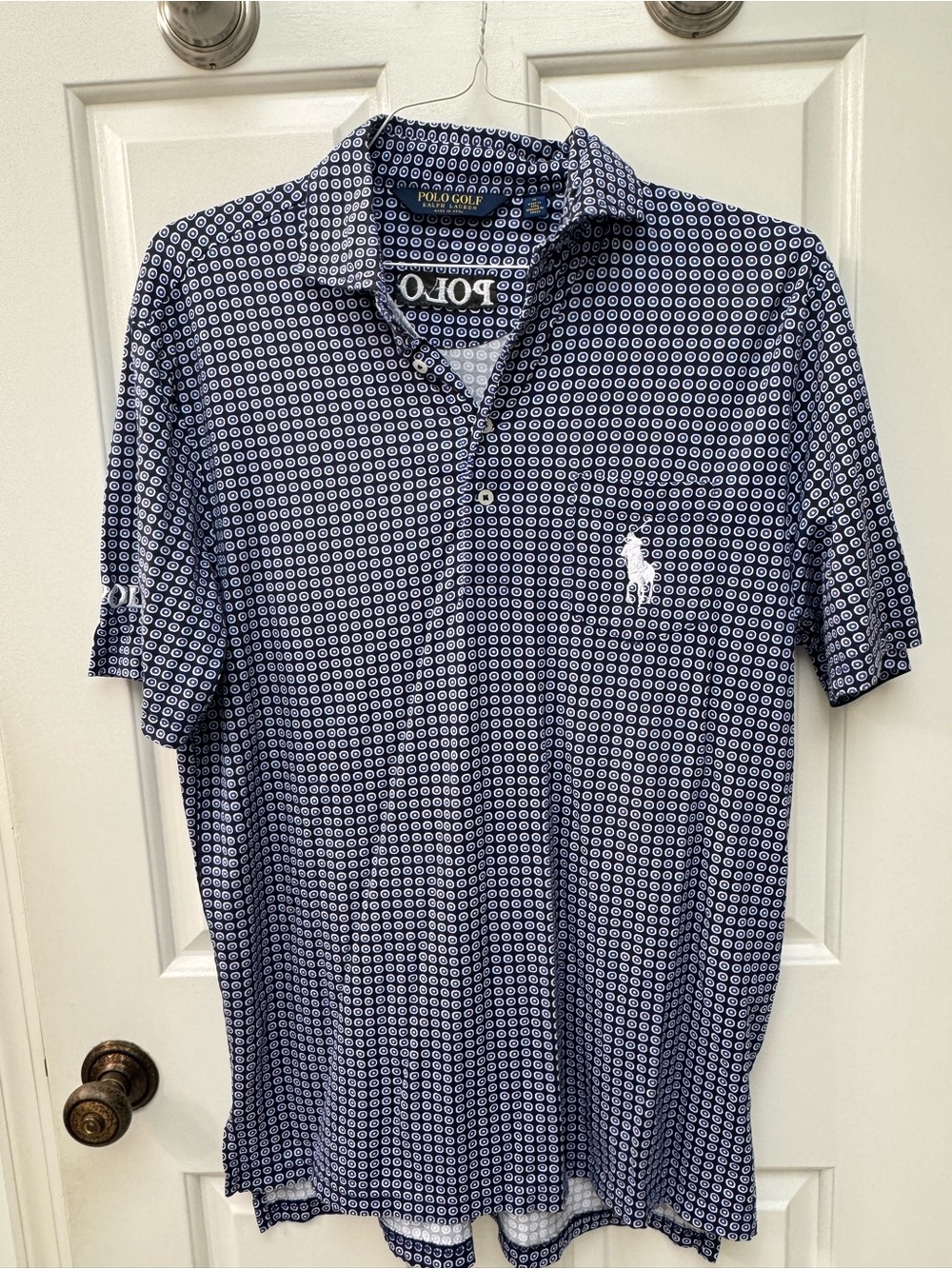 Polo by Ralph Lauren Navy and White Patterned Polo Shirt